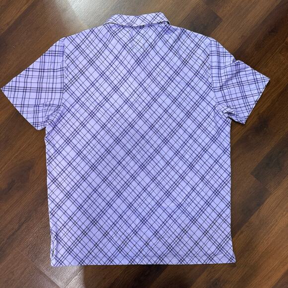 IBKUL NWT Tony Plaid Print Short Sleeve Polo UPF 50+ Golf Preppy Lavender Sz L - Picture 2 of 6